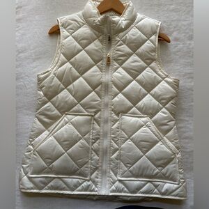 Kate Spade Off White Quilted Puffy Vest with Gold Zipper